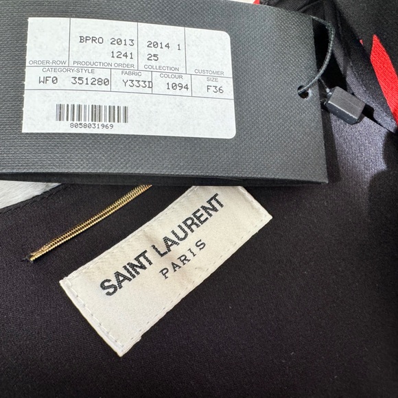 Saint Laurent Runway Black Silk Lip Print Wrap Dress - Picture 5 of 15